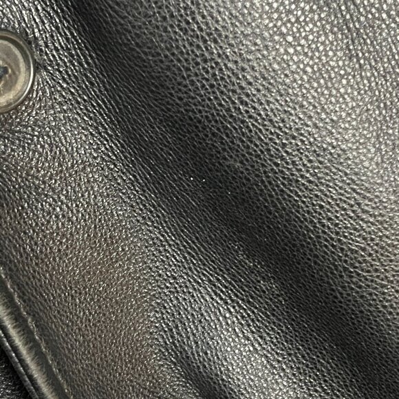 J. Crew‎ Leather Jacket Car Coat Men Black Size XL Wool Lining Lapel Button-Up - Picture 15 of 16